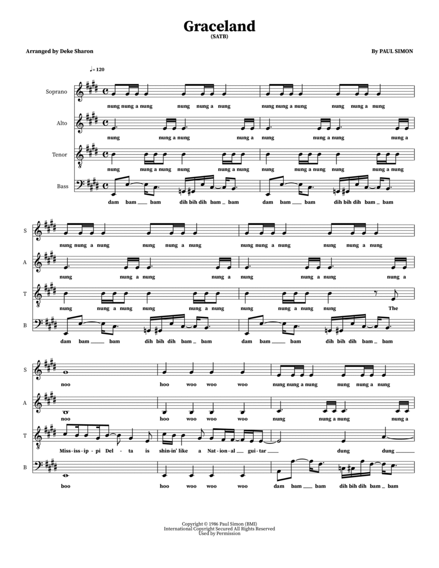 Graceland Graceland 4-Part scores gallery preview page 1
