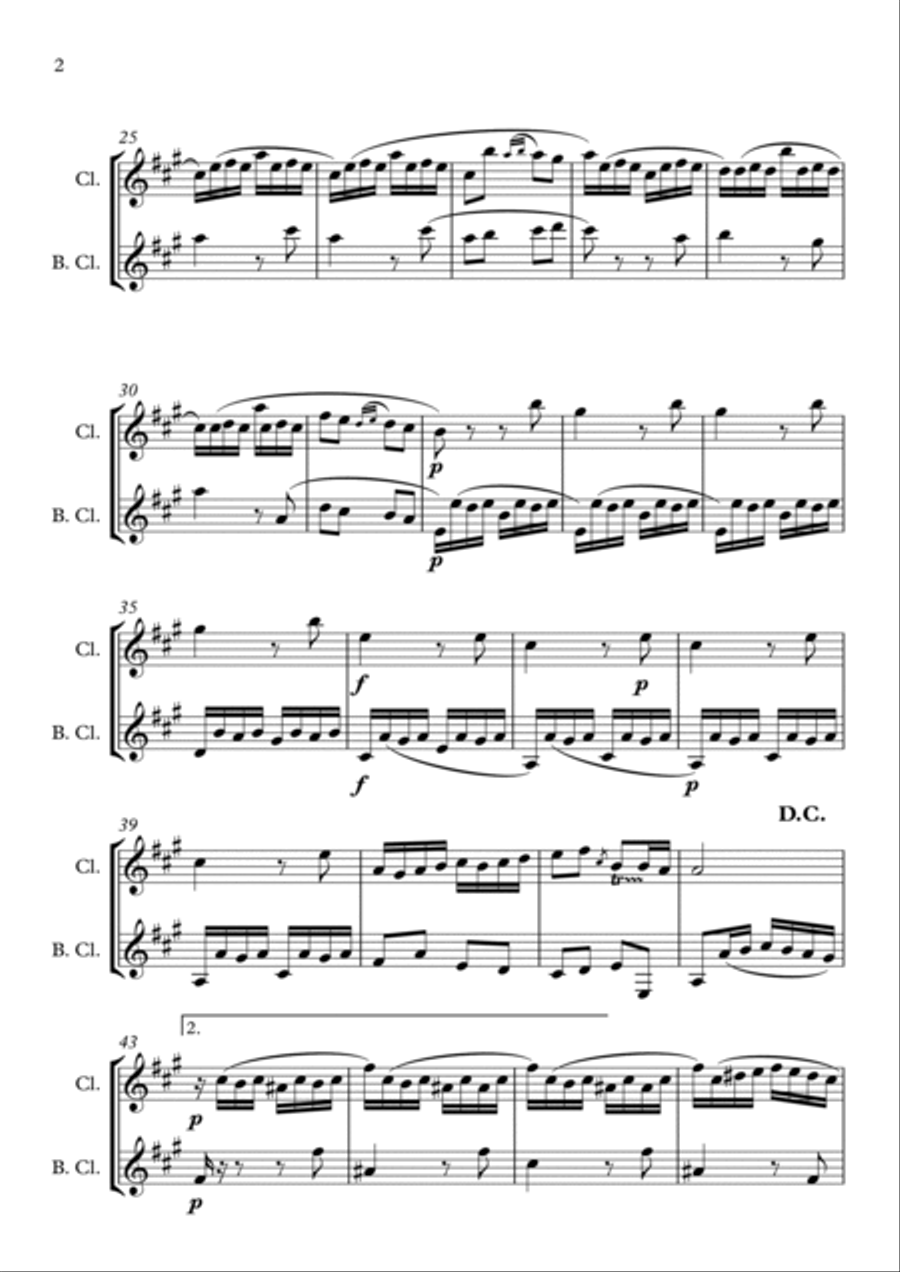 Le Coucou - Clarinet in Bb and Bass Clarinet in Bb duet. Clarinet Duet scores gallery preview page 2