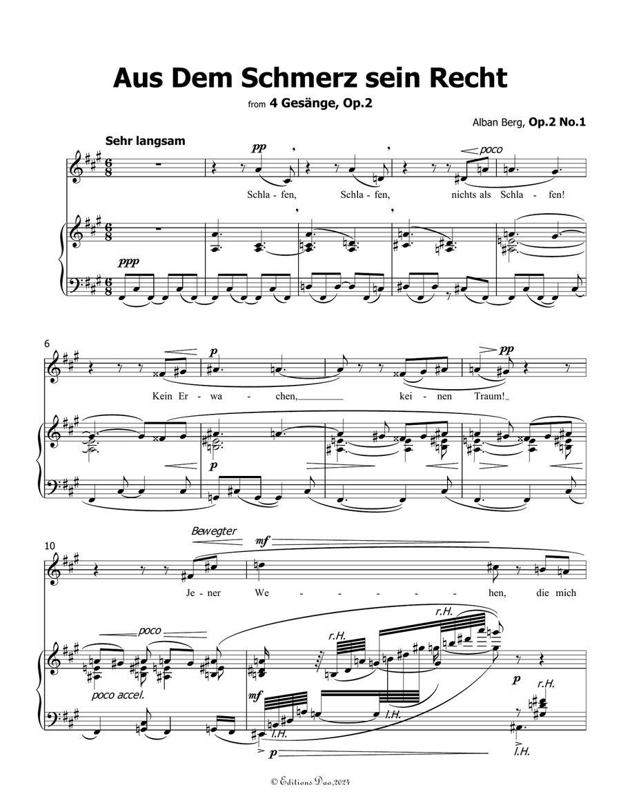 Aus Dem Schmerz sein Recht, by Alban Berg, in f sharp minor Voice scores gallery preview page 3