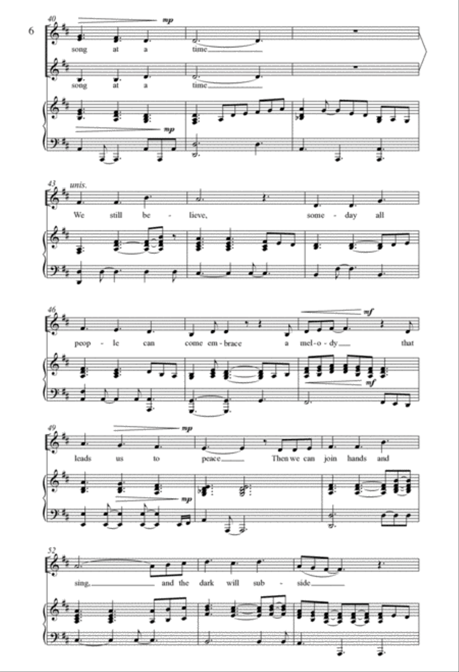One Song at a Time SSA scores gallery preview page 5