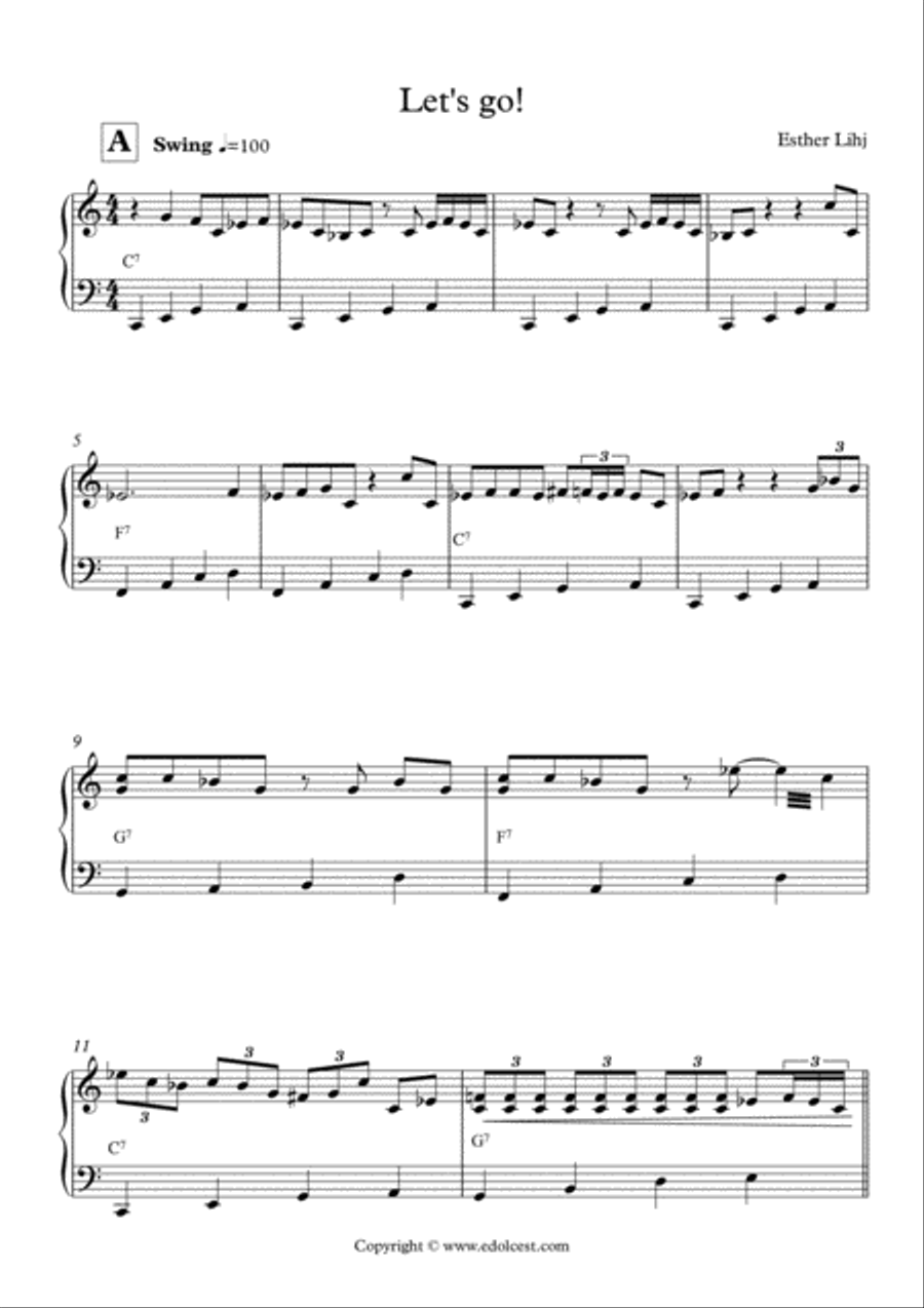 Let's Go! blues etude in C Piano Method scores gallery preview page 1