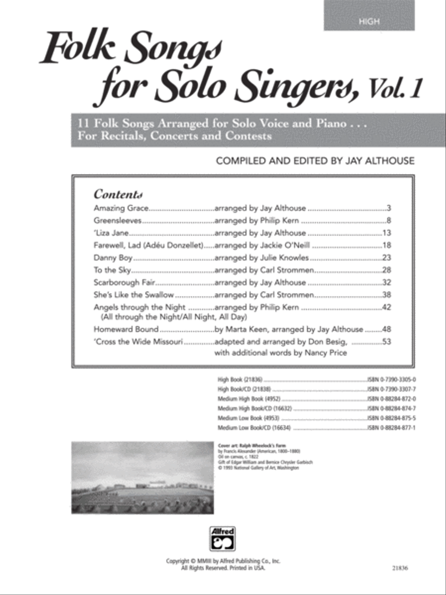 Folk Songs for Solo Singers, Volume 1 Voice scores gallery preview page 2