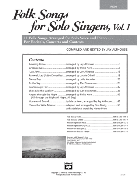 Folk Songs for Solo Singers, Volume 1 image number null