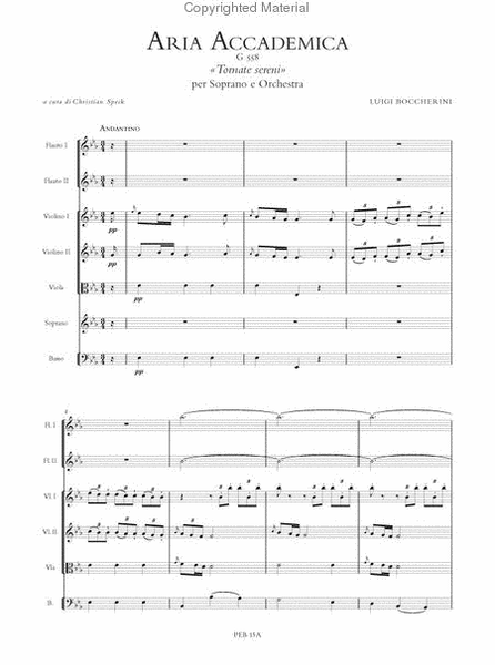 Aria Accademica G 558 "Tornate sereni" for Soprano and Orchestra