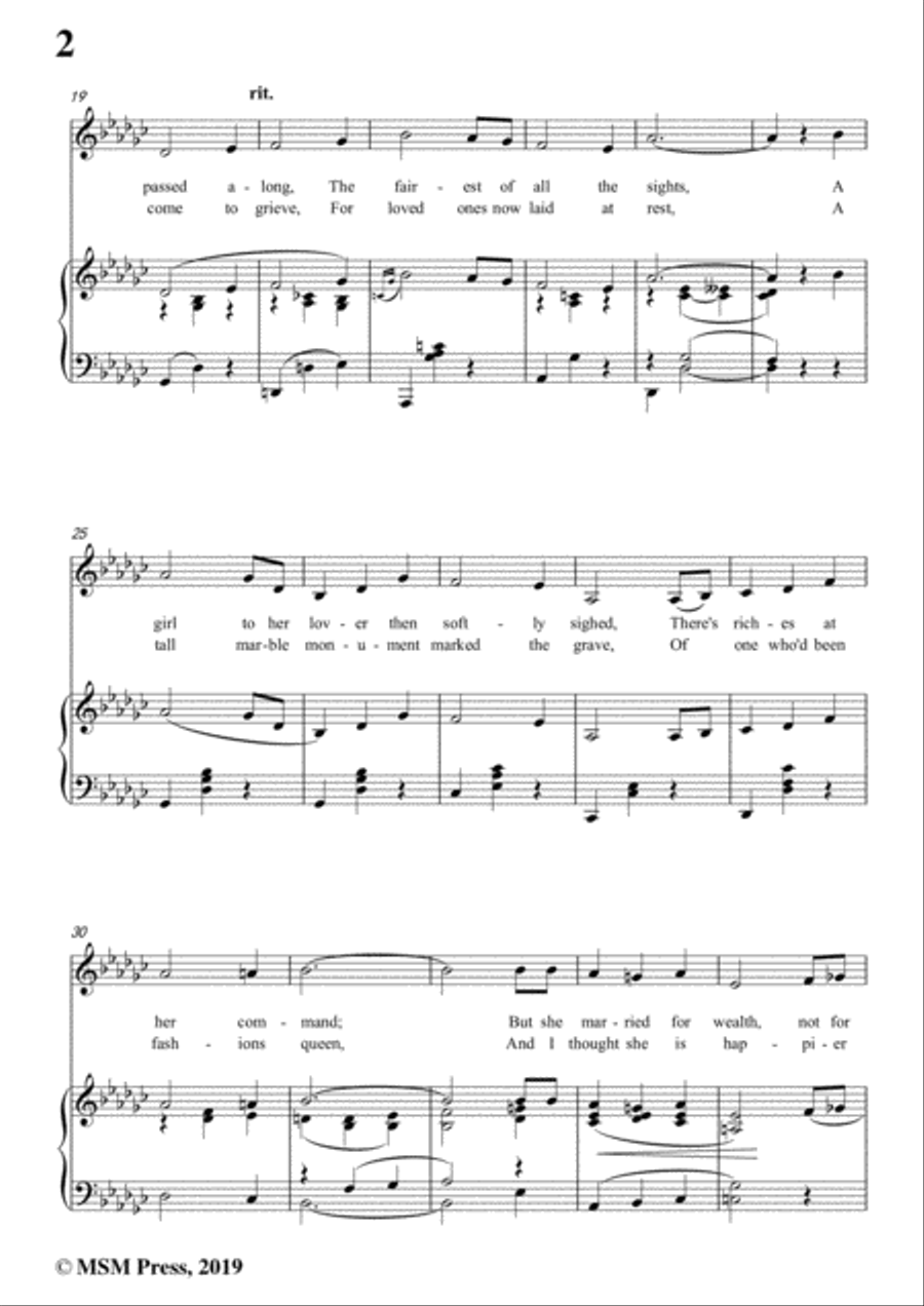 Harry Von Tilzer-Bird In A Gilded Cage,in G flat Major,for Voice&Piano Voice scores gallery preview page 4