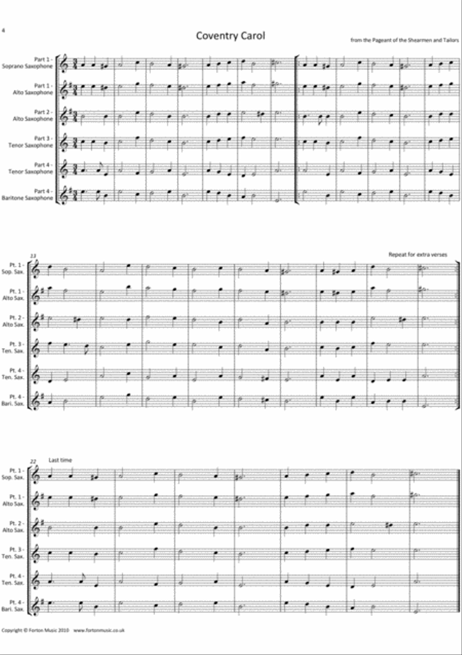 Christmas Collection Volume 2 Saxophone Ensemble scores gallery preview page 4