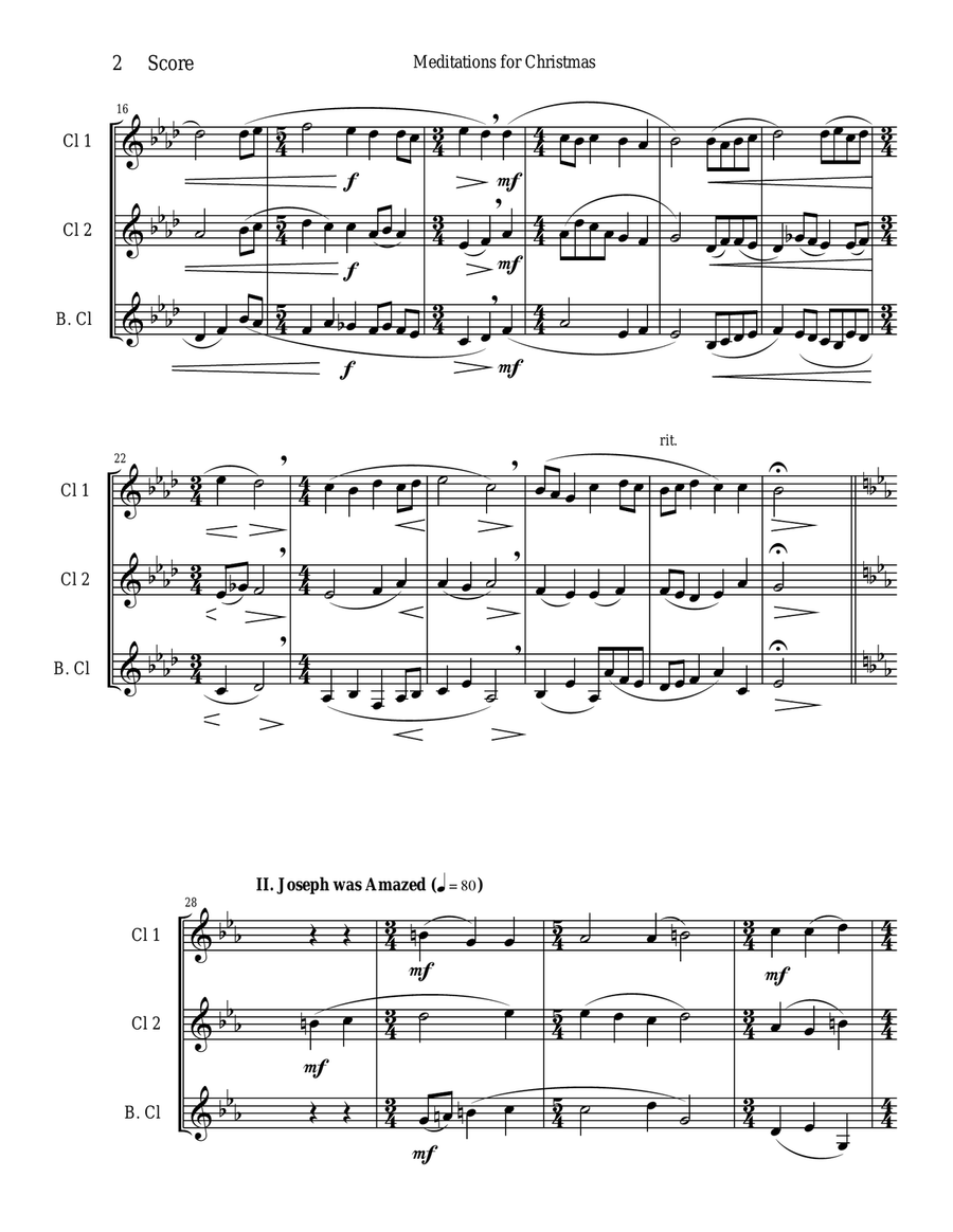 Meditations for Christmas, Russian Chant for Clarinet Trio Clarinet Trio scores gallery preview page 2
