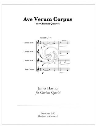 Ave Verum Corpus for Clarinet Quartet