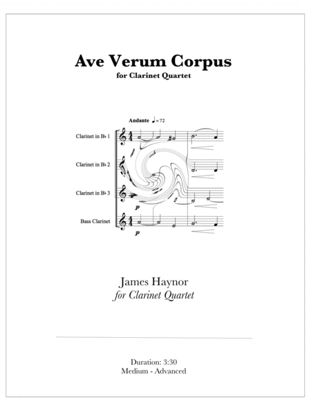 Ave Verum Corpus for Clarinet Quartet image number null
