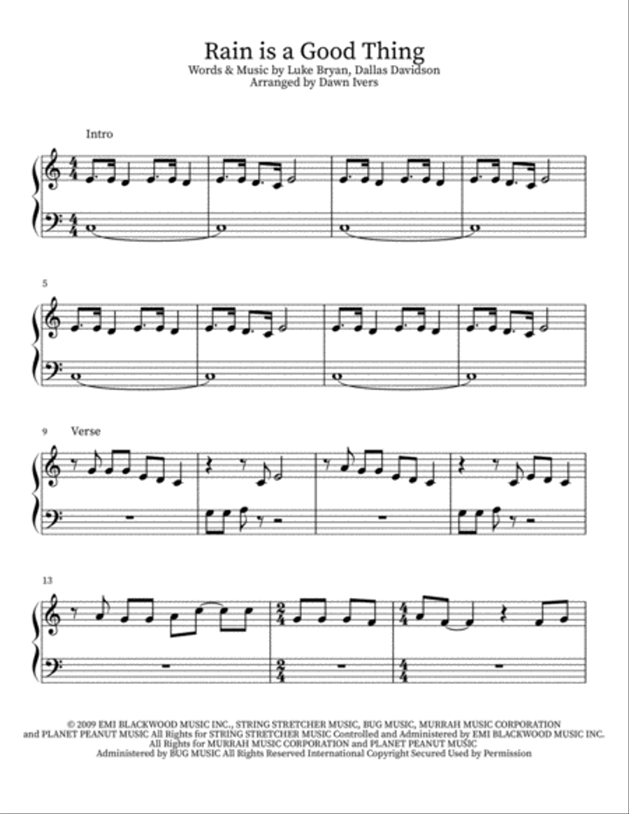 Rain Is A Good Thing Easy Piano scores gallery preview page 2