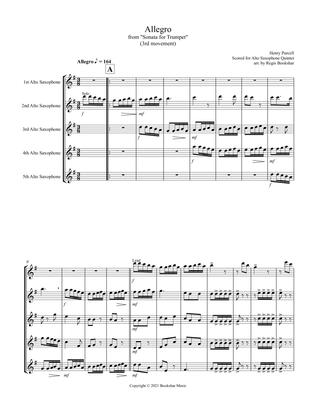 Allegro (from "Sonata for Trumpet") (Bb) (Alto Saxophone Quintet)