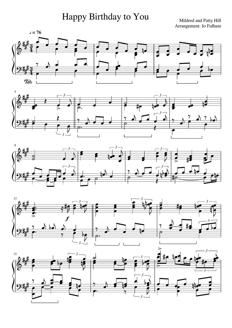 Happy Birthday to You Happy Birthday to You Piano Solo scores gallery preview page 1