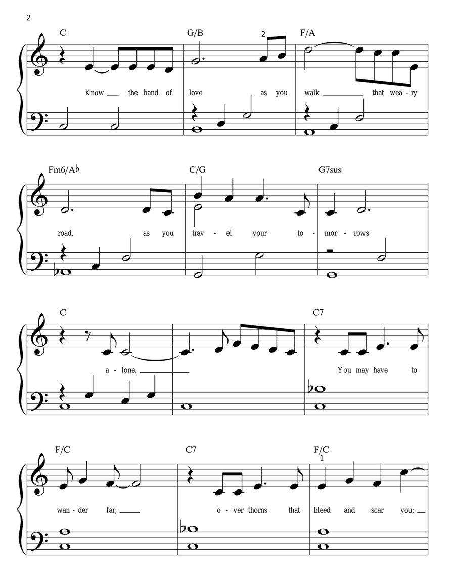 Touch The Hand Of Love Touch The Hand Of Love Easy Piano scores gallery preview page 2