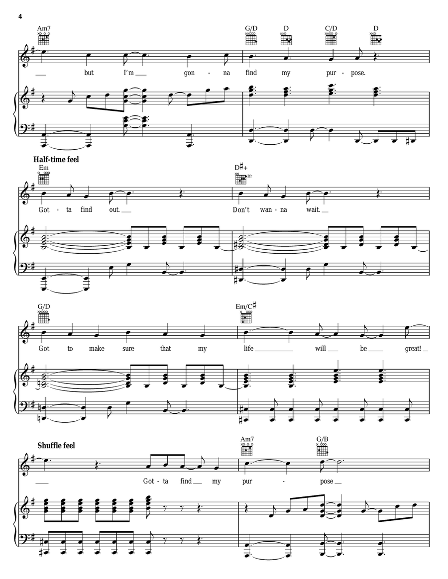 Purpose (from Avenue Q) Piano, Vocal scores gallery preview page 4
