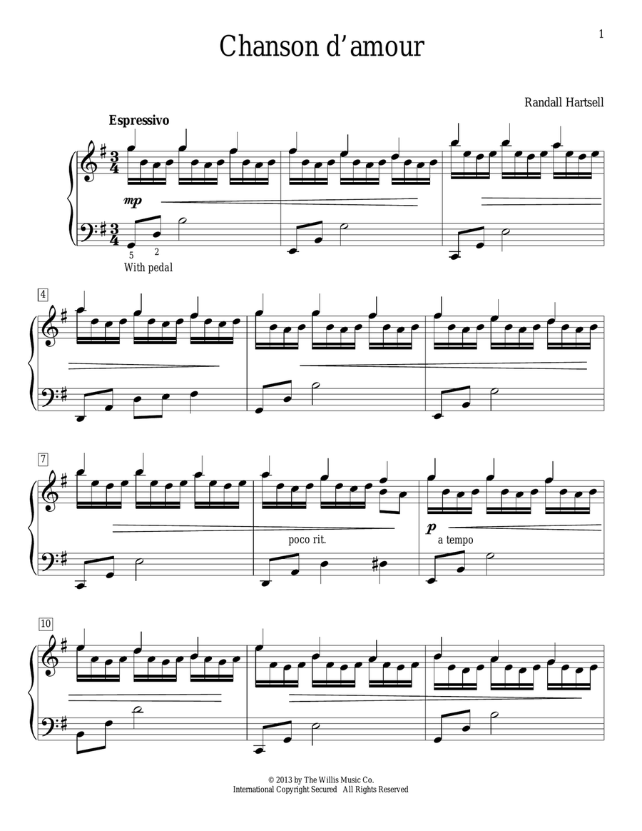 Chanson D'Amour Piano Solo scores gallery preview page 1