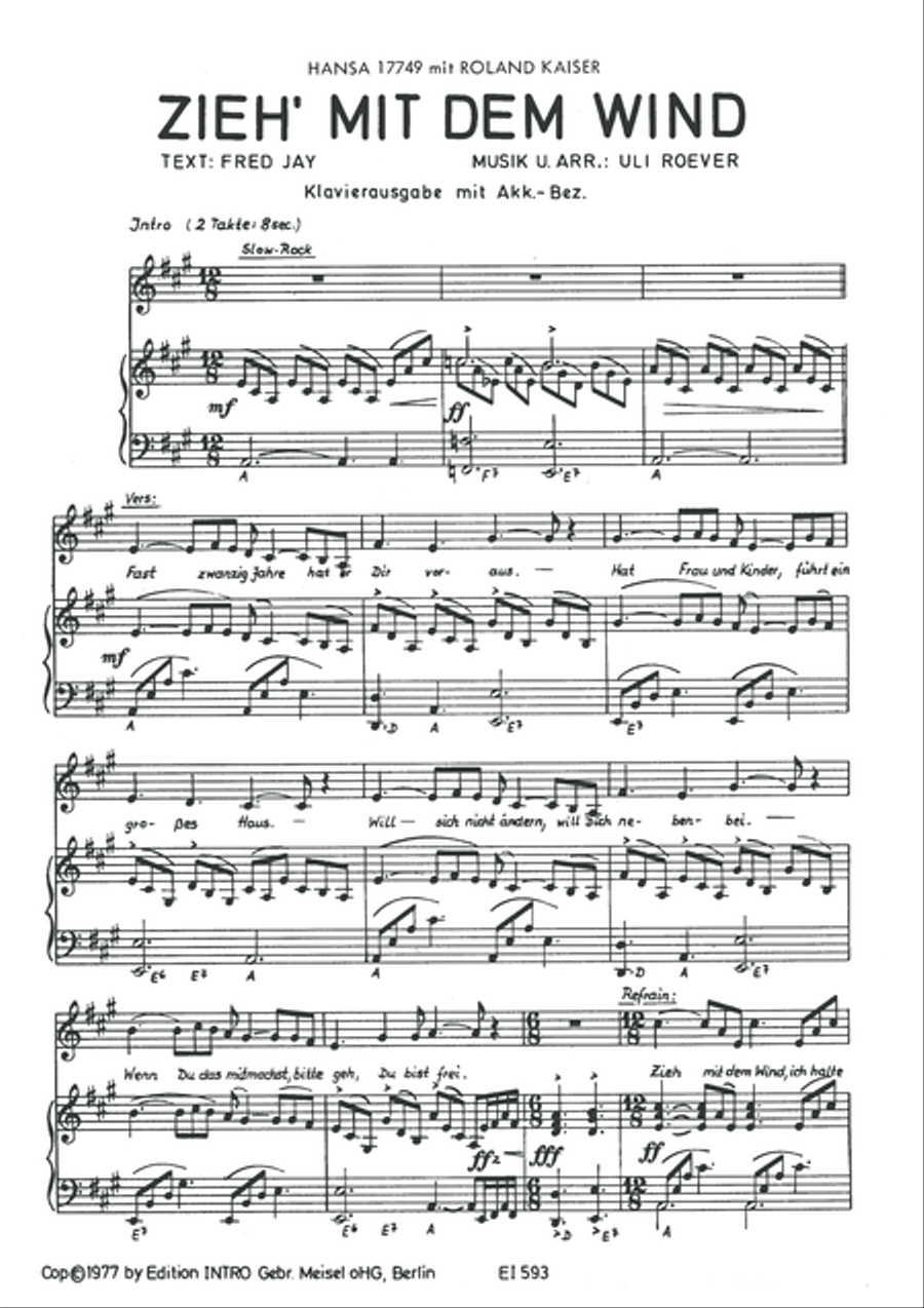 Zieh mit dem Wind Piano, Vocal scores gallery preview page 3