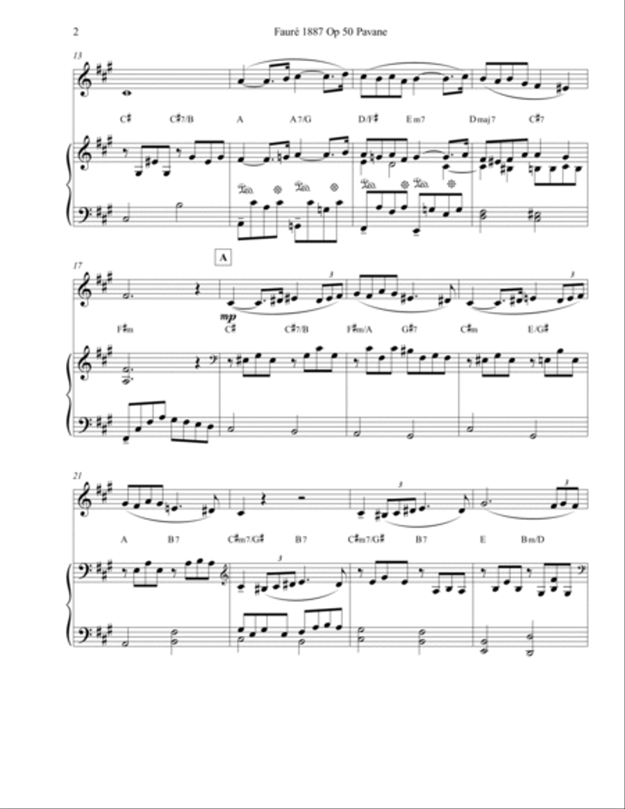 Fauré 1887 Op 50 Pavane Flute or Alto Flute Solo Flute Solo scores gallery preview page 2