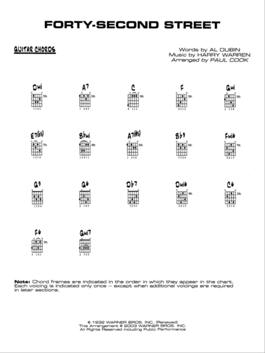 Forty-Second Street: Guitar Chords Jazz Ensemble scores gallery preview page 1
