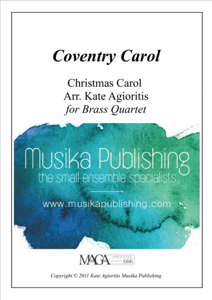 Coventry Carol - Jazz Carol for Brass Quartet image number null