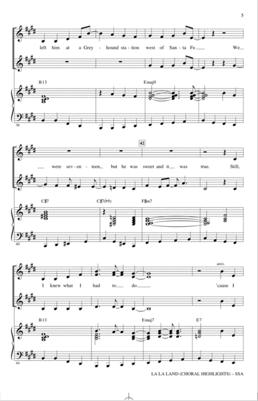 La La Land: Choral Highlights (arr. Mark Brymer) SSA scores gallery preview page 4