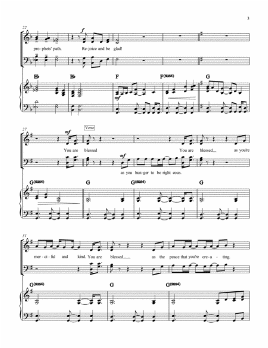 You Are Blessed (the Beatitudes) 4-Part scores gallery preview page 3