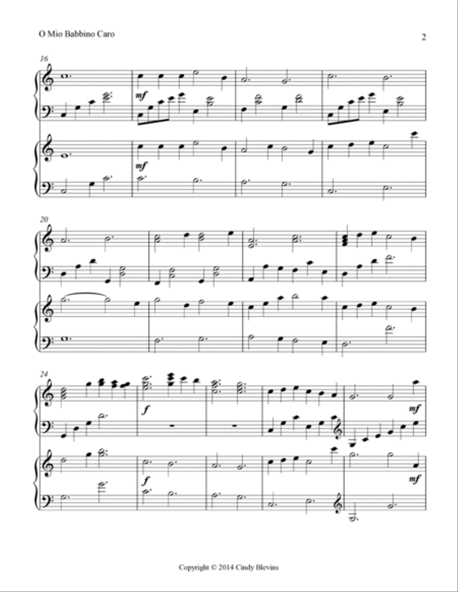O Mio Babbino Caro, for Harp Duet Harp scores gallery preview page 3