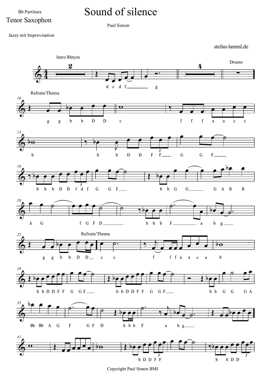 The Sound Of Silence Clarinet scores gallery preview page 1