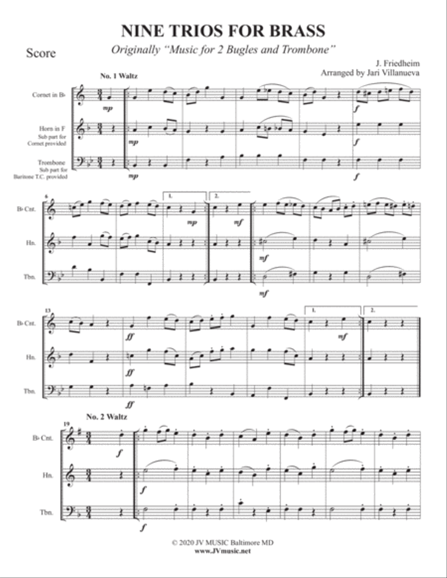 Nine Trios For Brass by J. (John) Friedheim 1836 Brass Ensemble scores gallery preview page 3