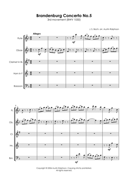 Brandenburg Concerto No.5, 3rd movement - wind quintet image number null