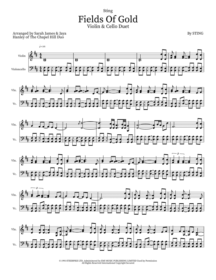 Fields Of Gold String Duet scores gallery preview page 1