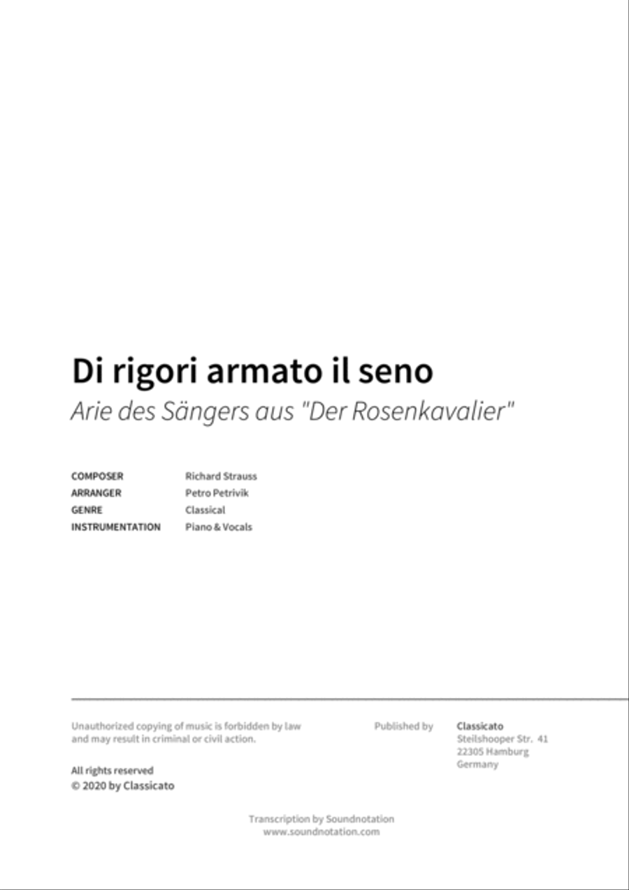 Di rigori armato il seno Di rigori armato il seno Piano, Vocal, Guitar scores gallery preview page 2