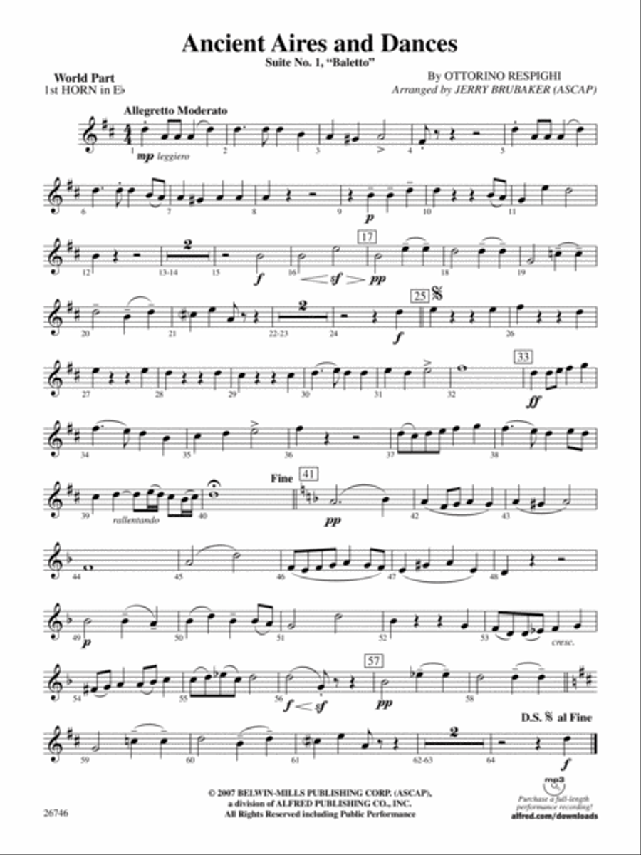 Ancient Aires and Dances: (World Part) 1st Horn in E-flat Concert Band scores gallery preview page 1