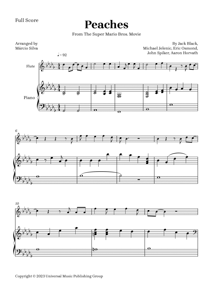 Peaches Flute Solo scores gallery preview page 1