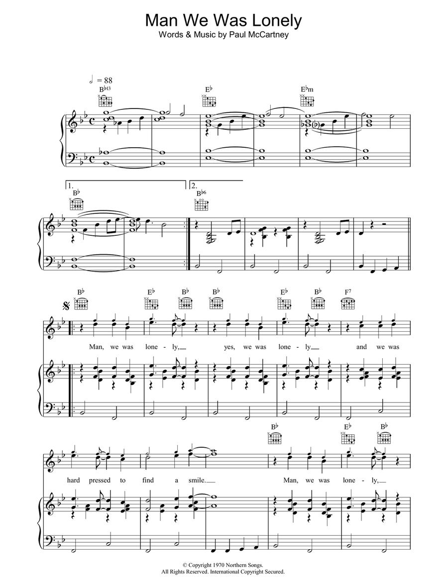 Man We Was Lonely Piano, Vocal, Guitar scores gallery preview page 1