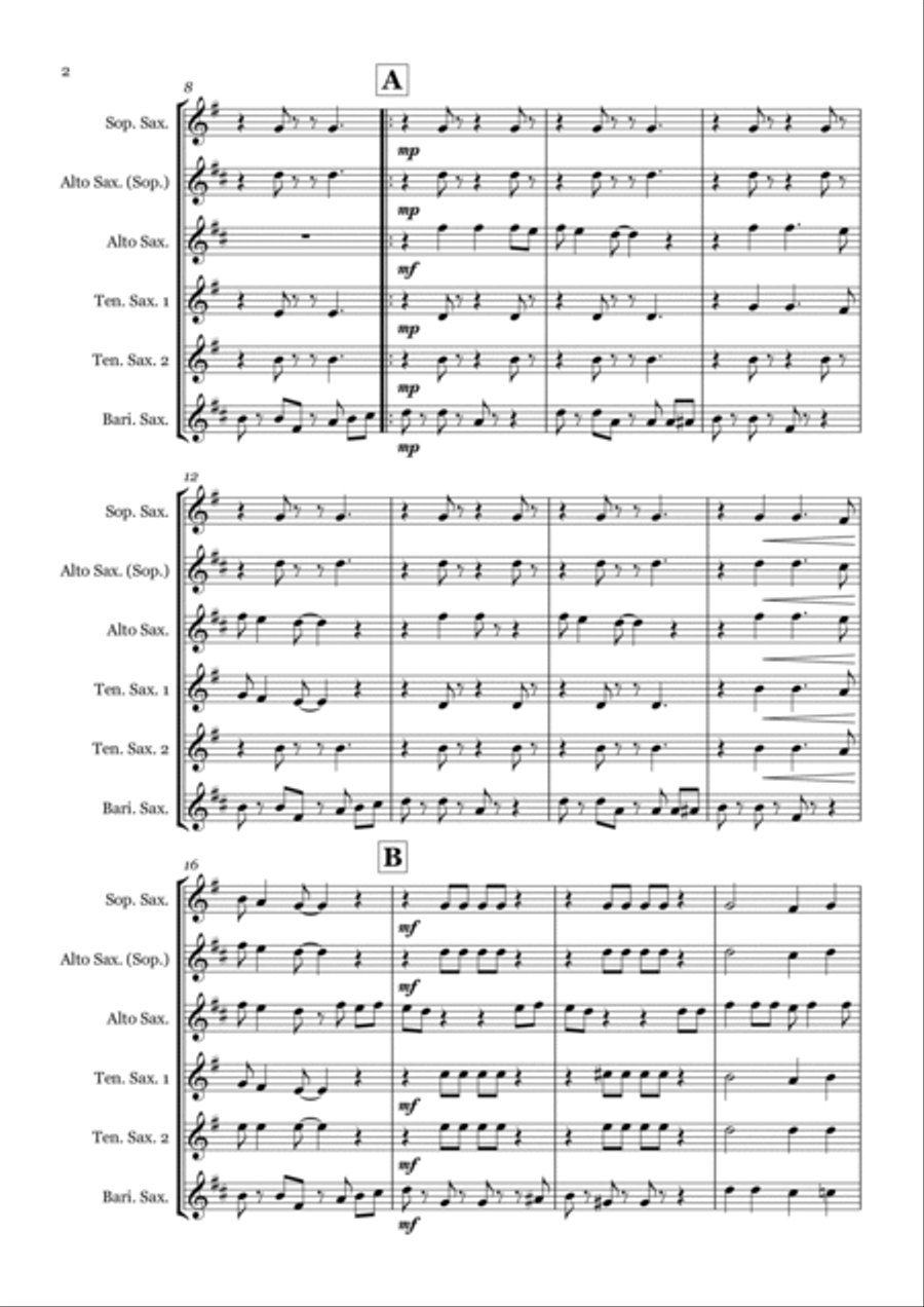 Under The Moon Of Love Saxophone Quintet scores gallery preview page 2