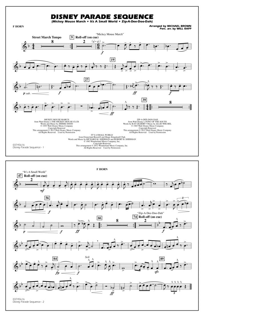 Disney Parade Sequence - F Horn
