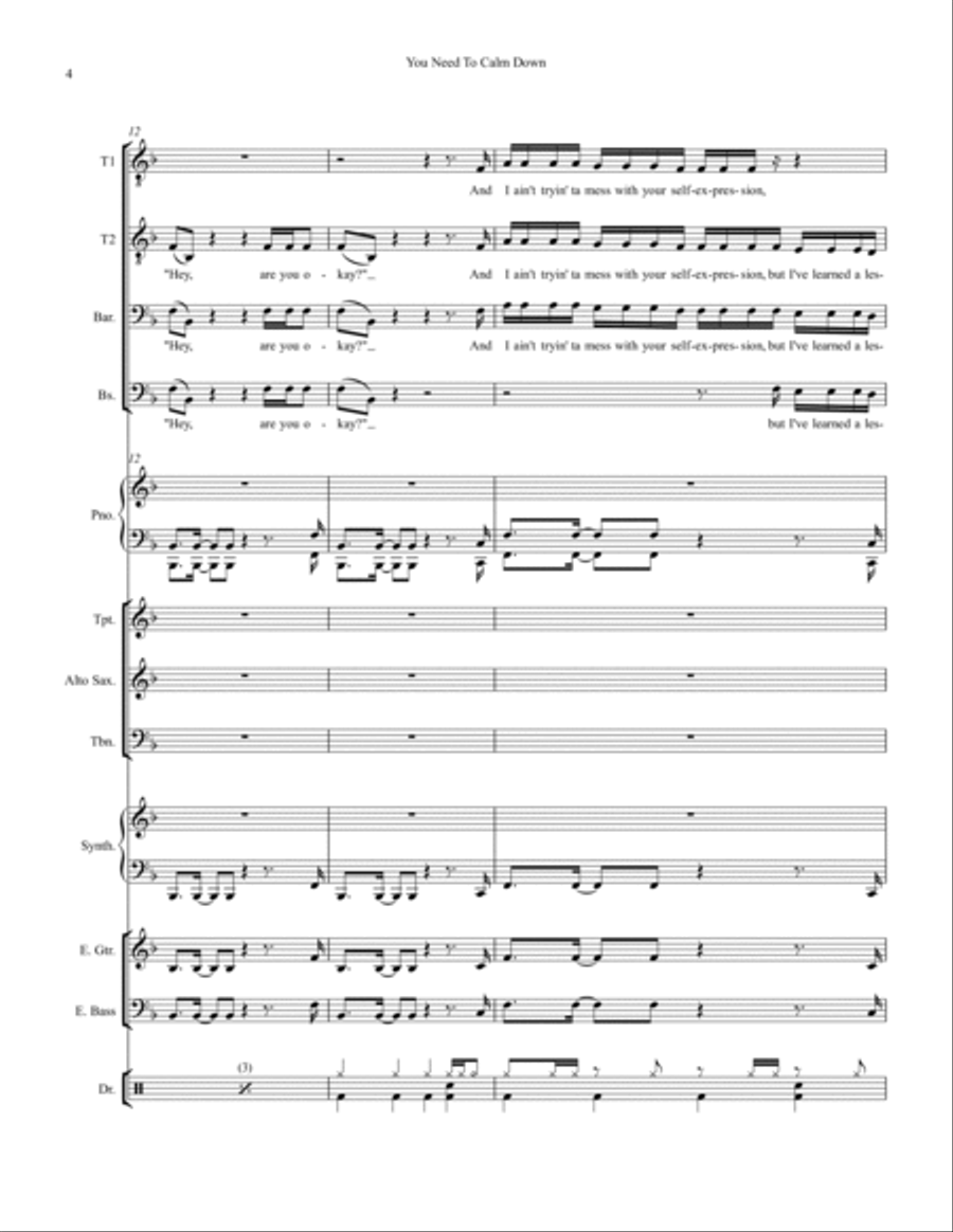 You Need To Calm Down Large Ensemble scores gallery preview page 4