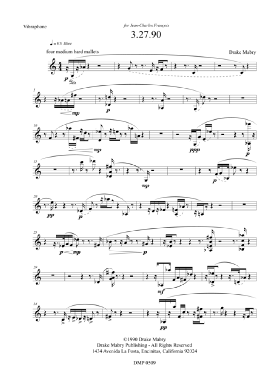 3.27.90 for vibraphone solo Vibraphone scores gallery preview page 1