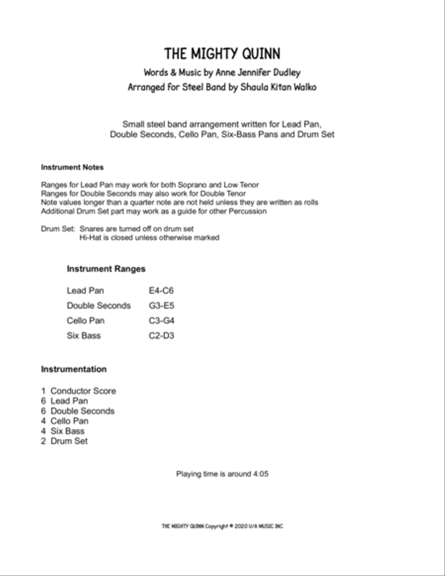 The Mighty Quinn Percussion Ensemble scores gallery preview page 2