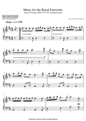 Music for the Royal Fireworks (EASY PIANO) Suite in D Major (HWV 351), IV. La Réjouissance [Handel]