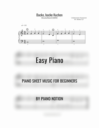 Backe, backe Kuchen (Easy Piano Solo)