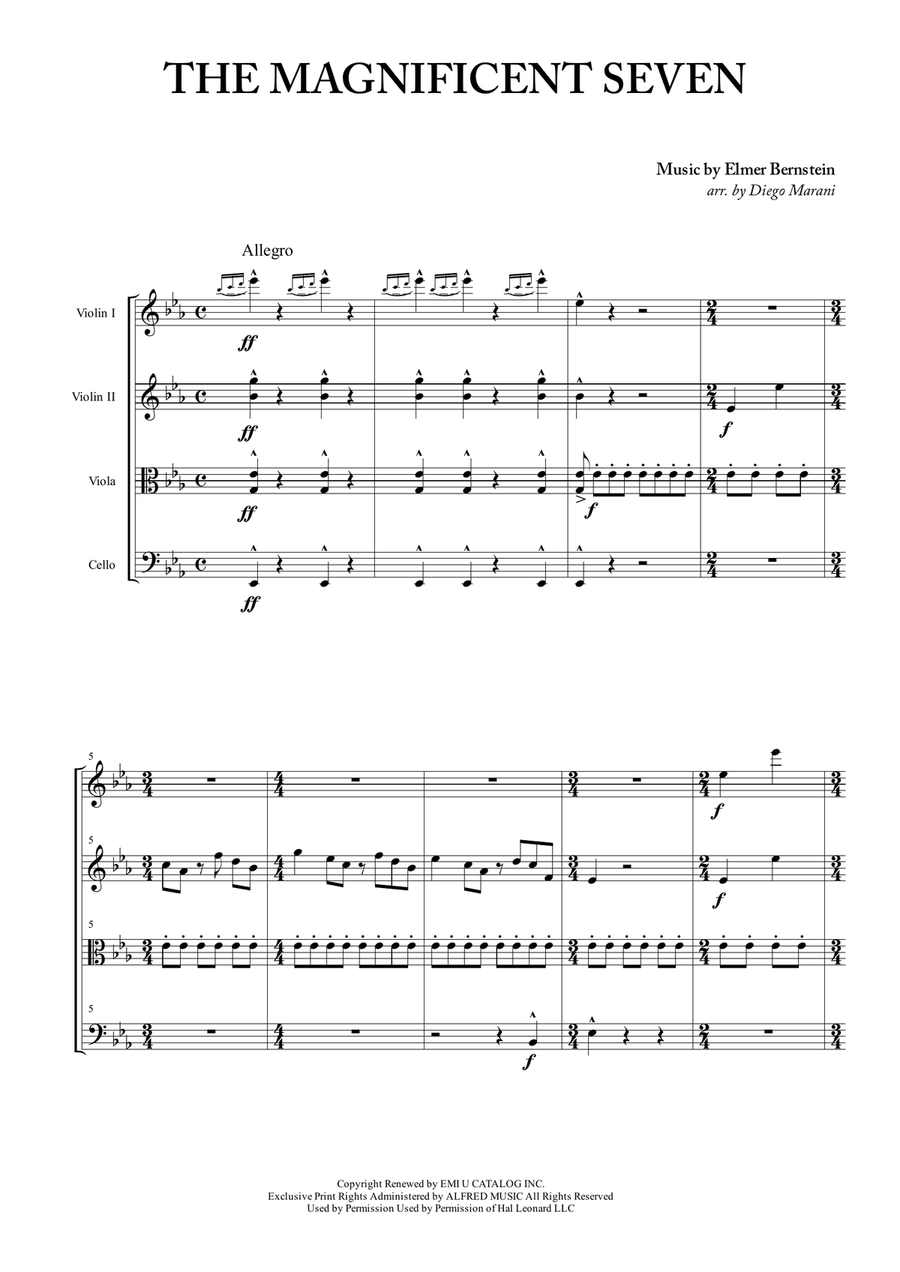 The Magnificent Seven String Quartet scores gallery preview page 1