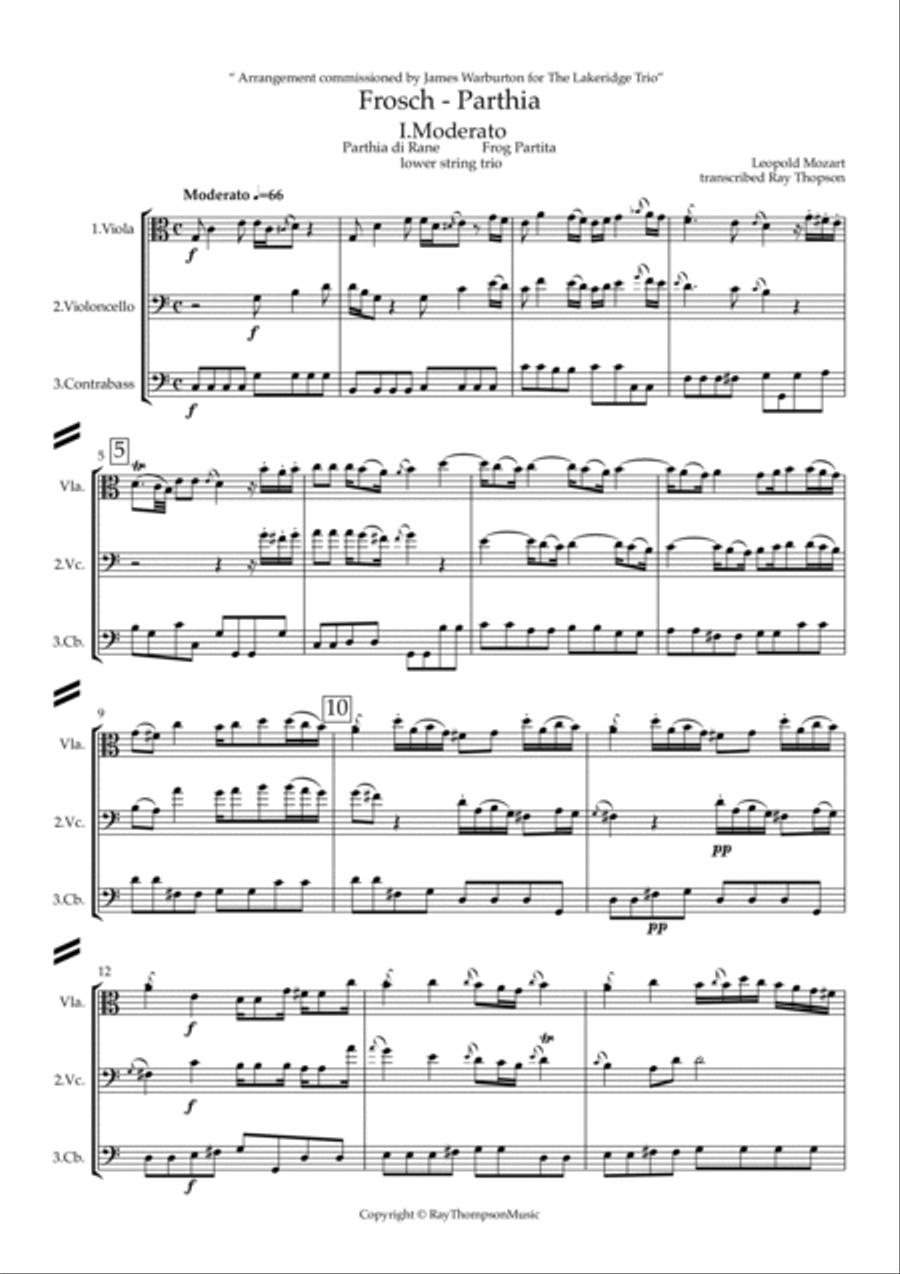 Mozart (Leopold): Frosch - Parthia (Frog Partita) - lower string trio String Trio scores gallery preview page 2