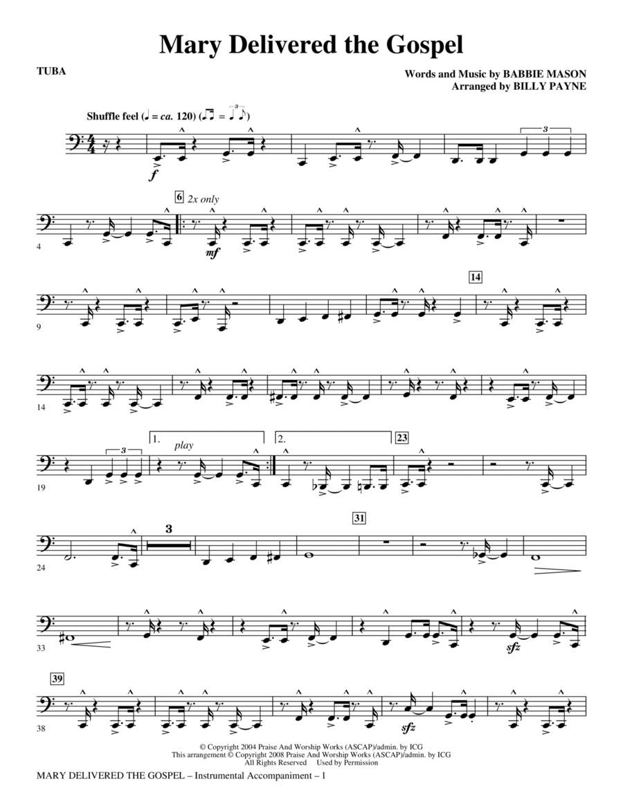 Mary Delivered The Gospel - Tuba Choir scores gallery preview page 1