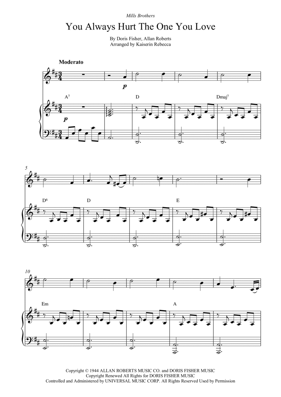 You Always Hurt The One You Love Violin Solo scores gallery preview page 1