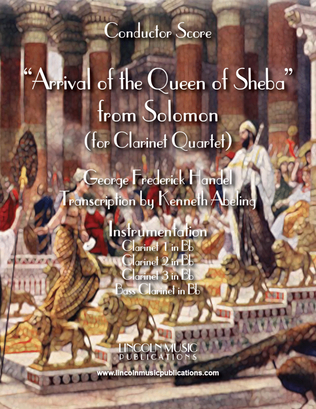 Book cover for Arrival of the Queen of Sheba (for Clarinet Quartet)