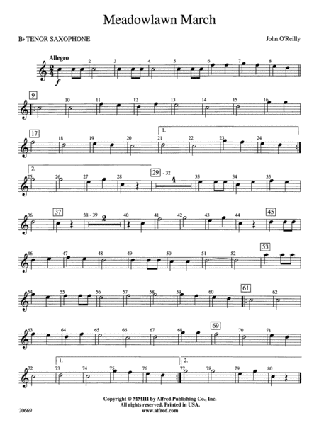 Meadowlawn March: B-flat Tenor Saxophone