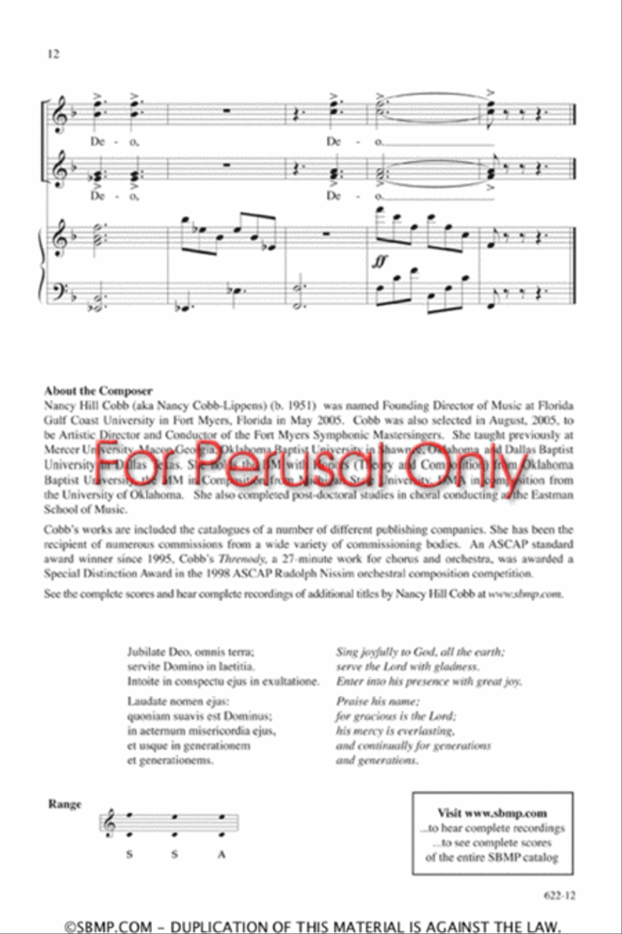 Jubilate Deo - SSA Octavo SSA scores gallery preview page 12