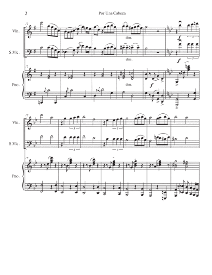 Por Una Cabeza Piano Trio scores gallery preview page 2