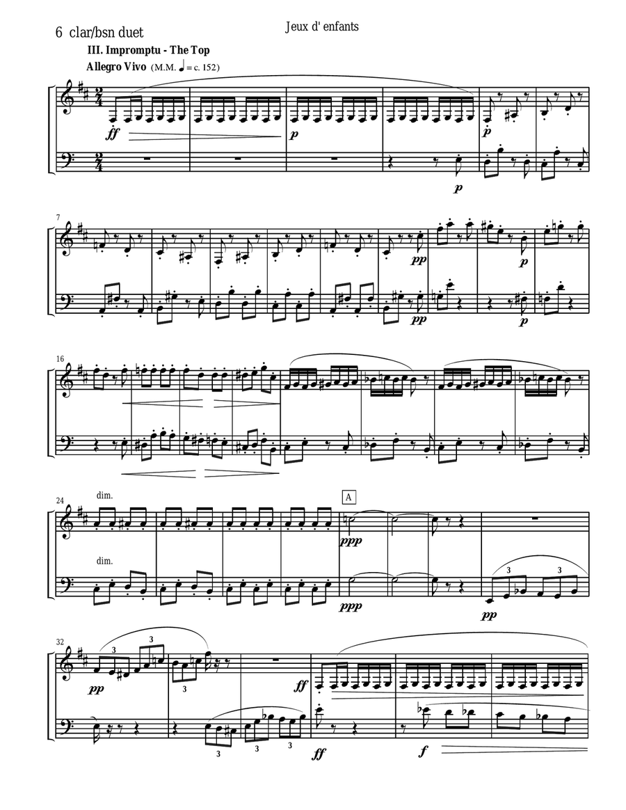 Bizet - Children's Games for Clarinet and Bassoon Duet Woodwind Duet scores gallery preview page 6